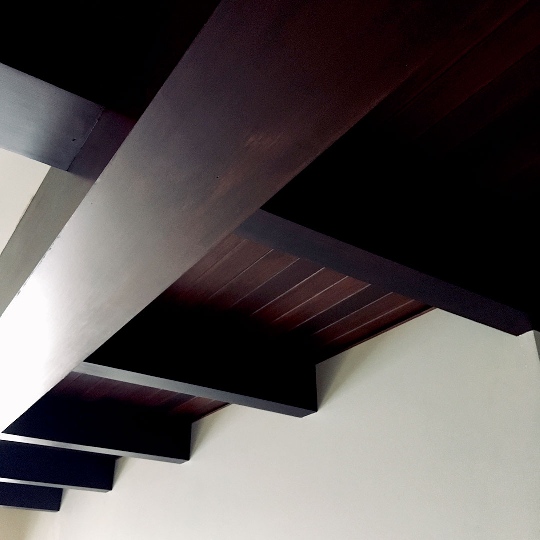 Custom dark ceiling woodwork