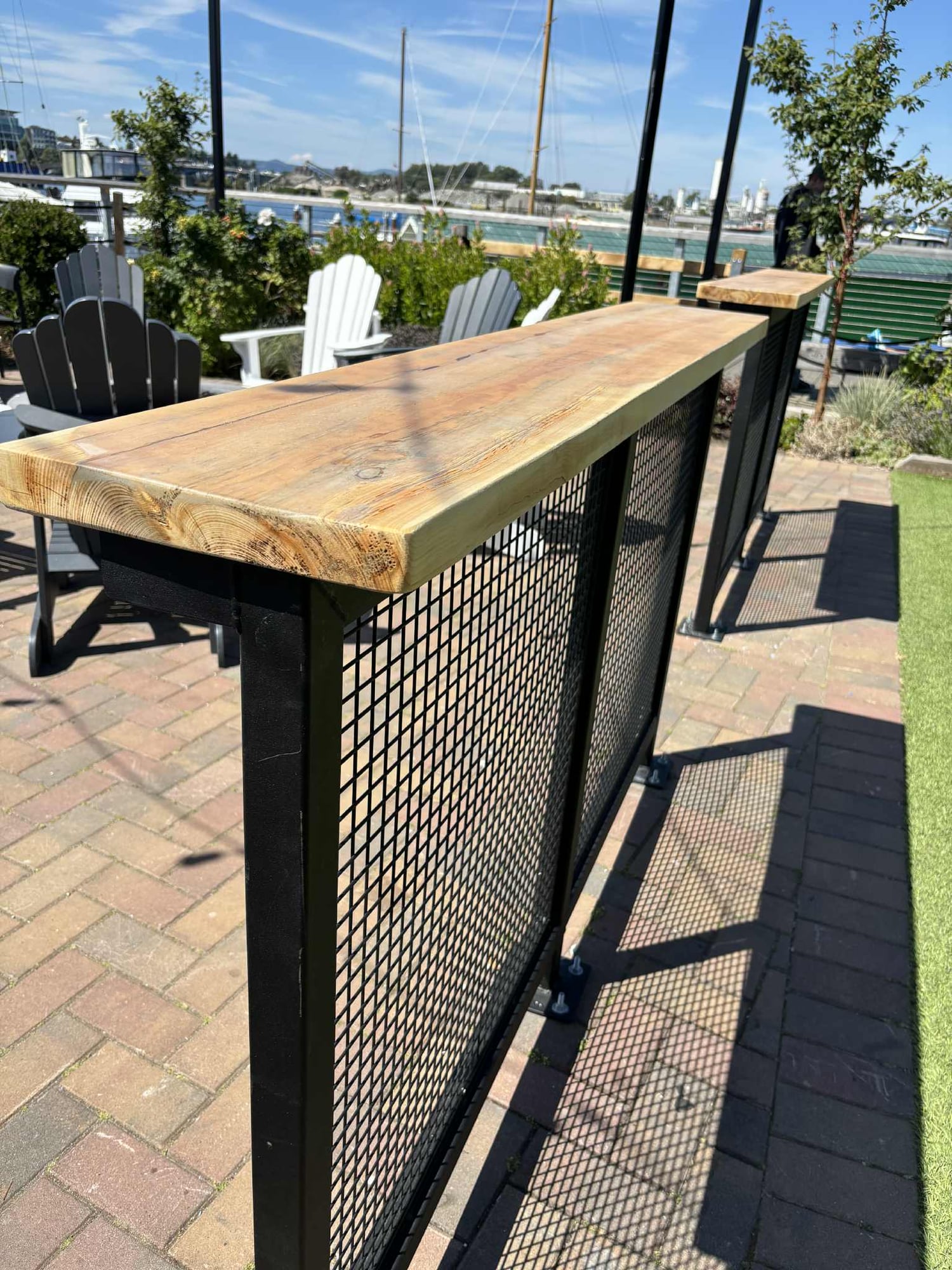 Outdoor patio wood railings